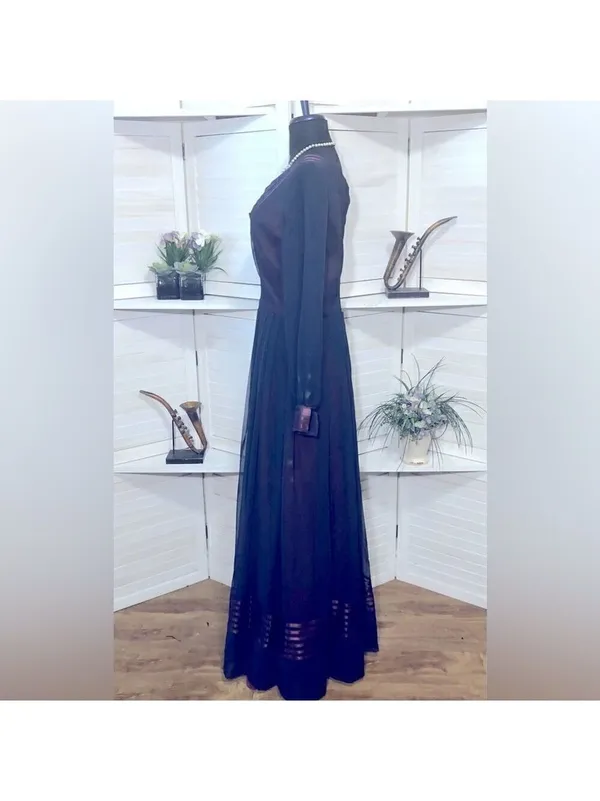 Vintage Lace Maxi Dress Purple whimsigoth dark fairy Ren Fair Victorian Glam M - Image 9