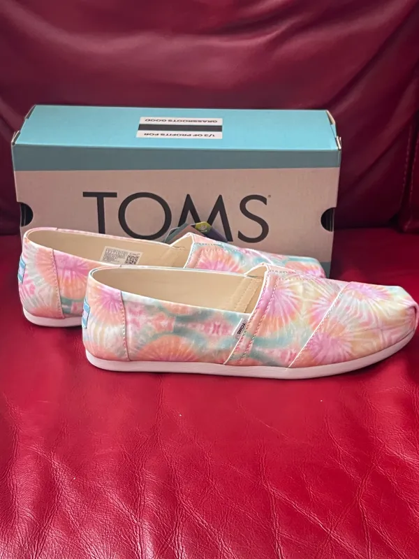 Toms Slip-On Women’s Alpargata Flats Candy Pink Tie Dye Canvas Size 9 - Image 5