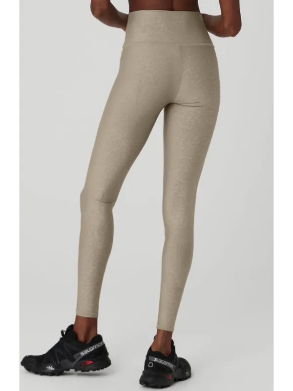 Alo Airlift High-Waist Leopard Debossed Leggings Gravel Tan Animal Print Hi-Rise - Image 2
