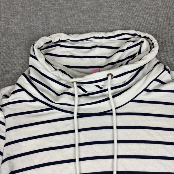 Lilly Pulitzer Hillary Popover Dress Womens XS Navy White Stripe Cowl Modal - Image 5