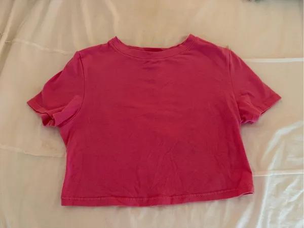 SKIMS Cropped Hot Pink Women's Fits Everybody T-Shirt - Image 4