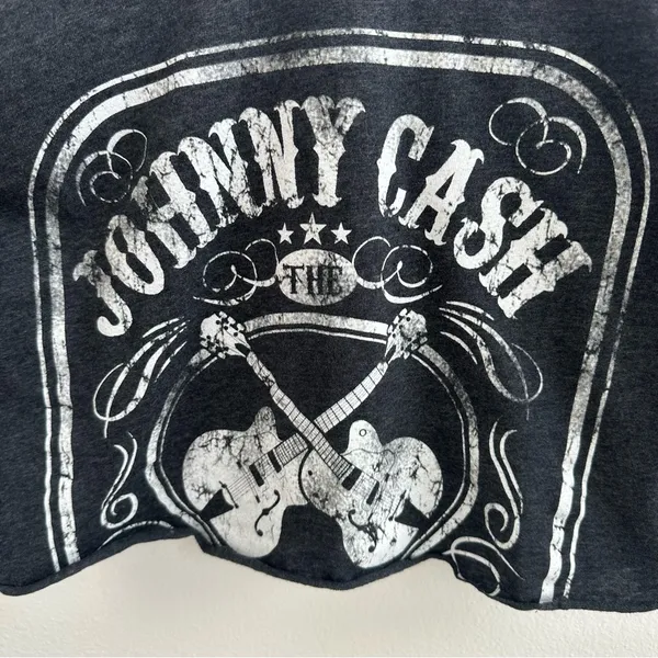 Johnny Cash Rock Cropped Tee White Size M - Image 3