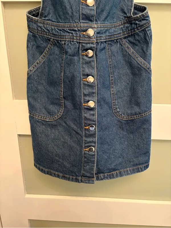 H&M Denim Overall Dress Size 6 - Image 3