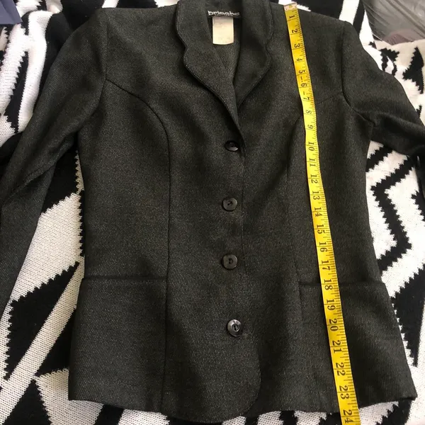 2000s Grey-Black fitted slim fit long sleeve blazer with functional pockets button closure - Image 6