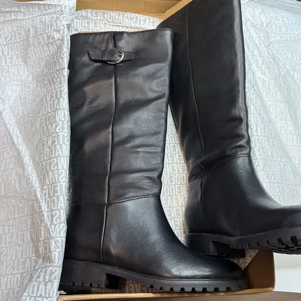 Steve Madden Women's Leary Tall Black Leather Boots- Size 10 - Image 7