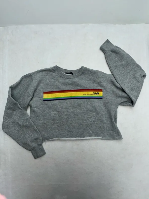 Brandy Melville John Galt Crop Sweatshirt Pacific City Rainbow - Image 6