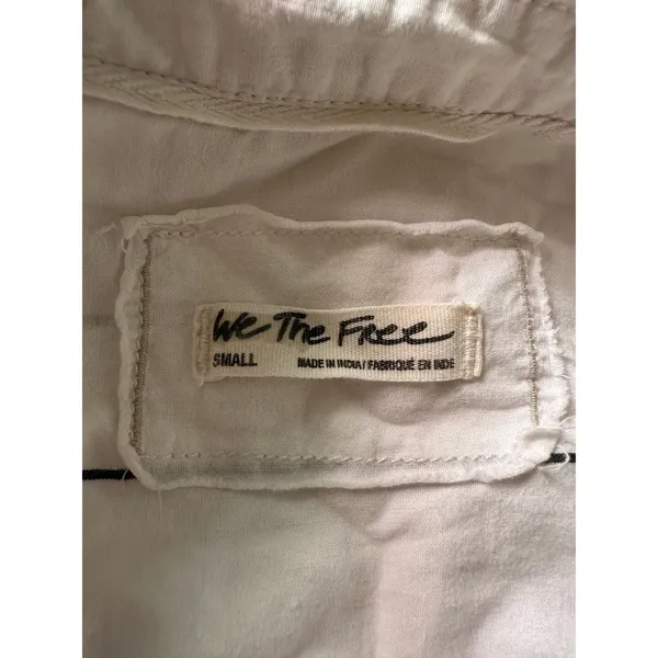 Free People Oversized Happy Hour Stripe Button Down Top White Black Small Preppy - Image 11