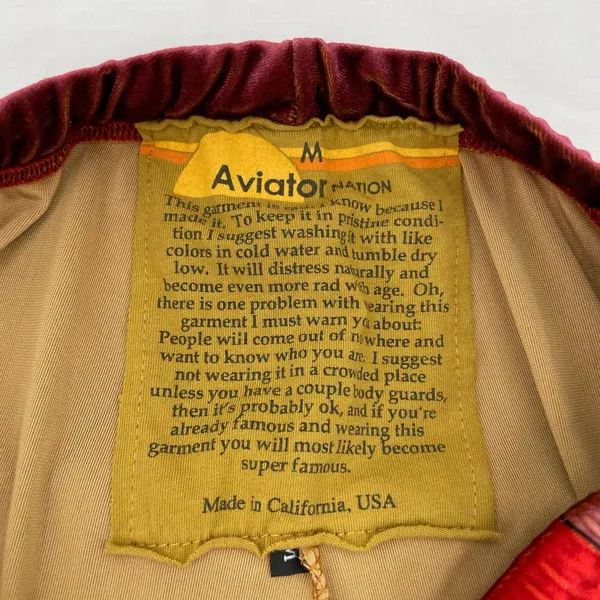 Aviator Nation Sunrise Velvet Sweatpant Joggers Sunset Velour Orange Red Size M - Image 6