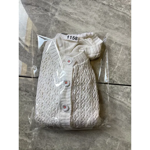 Knitted by Anthropologie White Open Knit Ruffle Hem Cardigan Sweater Tie Back M - Image 8