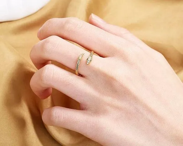 18K Gold Plated Adjustable Snake Ring for Women - Image 2