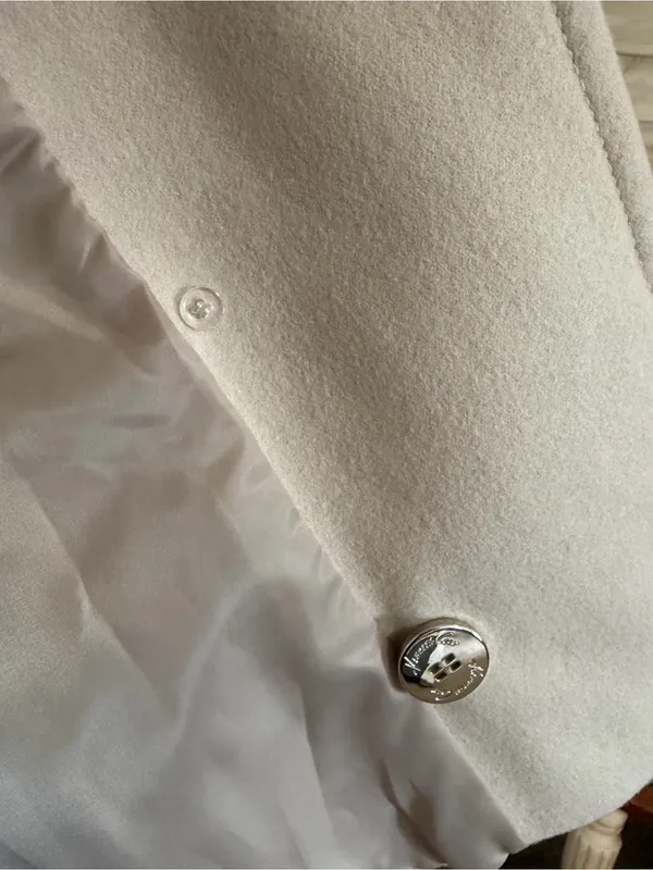 Kenneth Cole Cream Double-Breasted Wool Peacoat - Image 8
