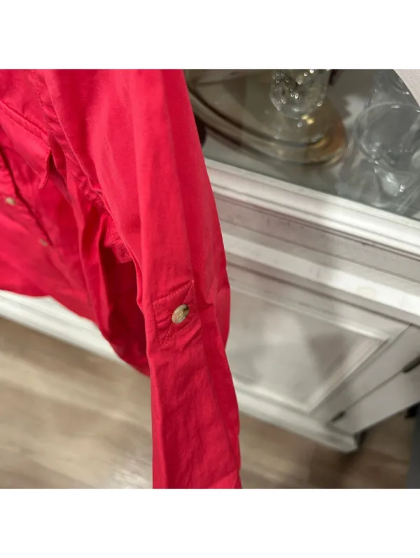 Lauren Ralph Lauren Red Utility Shirt Blouse M Cotton NWOT - Image 5