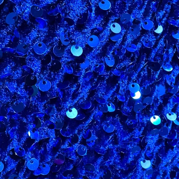 One Shoulder Velvety Sequin Mini Dress Blue Medium - Image 8