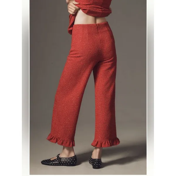 Anthropologie Maeve Colette Ruffle-Hem High-Rise Wide-Leg Full-Length Pants - Image 3