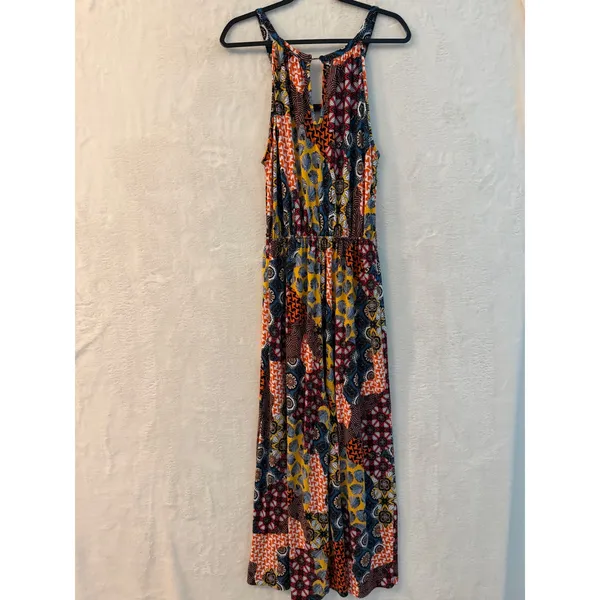 Chances R Womens Patchwork Print Jumpsuit Wide Leg‎ Halter Neck Multi Color L - Image 7
