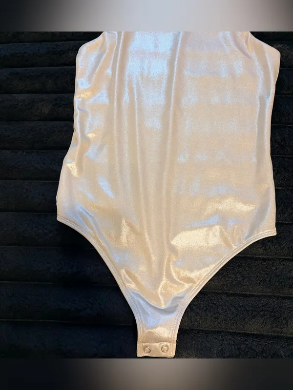 Express Iridescent Pearl White One-Piece Bodysuit - Image 3