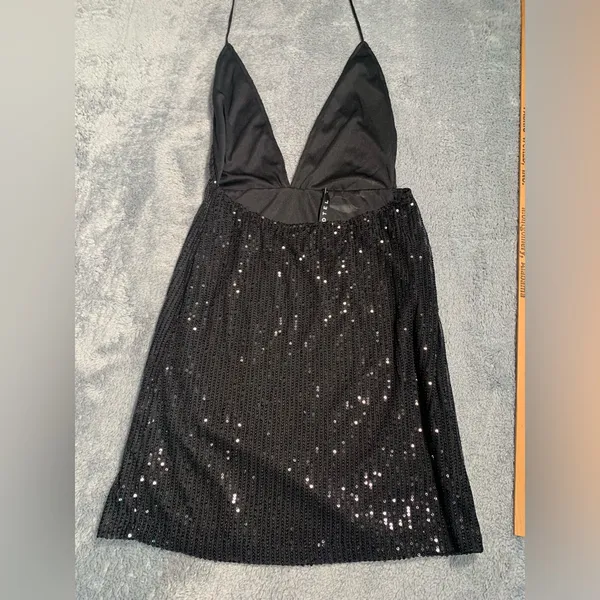 Motel rocks black sequin mini dress large - Image 8