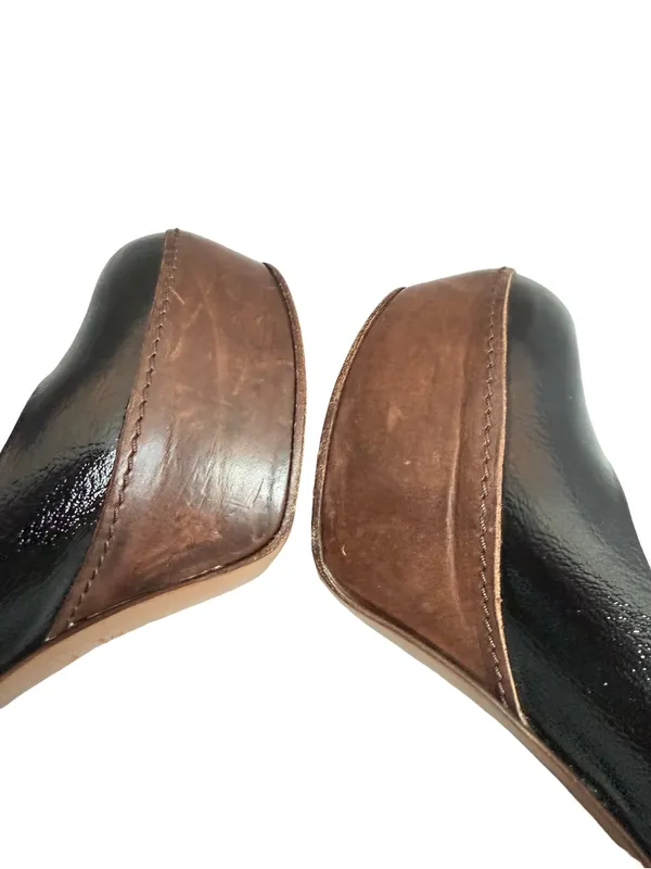 Marni Black Brown Two Tone Leather Closed Toe Platform Heels Pumps Size 8 Womens - Image 15