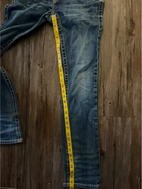 Rock Revival Blue Straight Jeans 29 Low Rise Grunge - Image 4