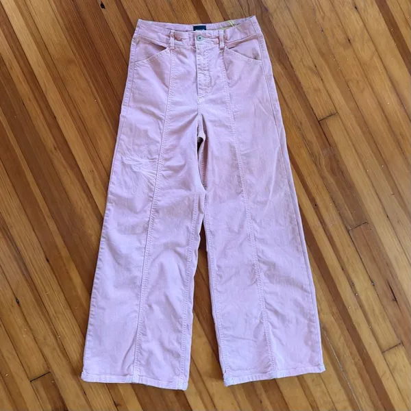 Maeve Anthropologie Delaney Clean-Seamed High-Rise Wide-Leg Jeans in Salmon Pink - Image 3