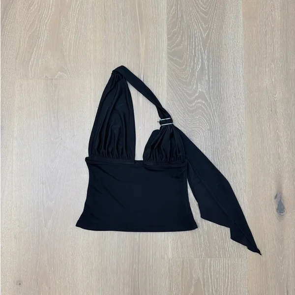 White Fox Halter Top If You Need My Love Size S Black - Image 3
