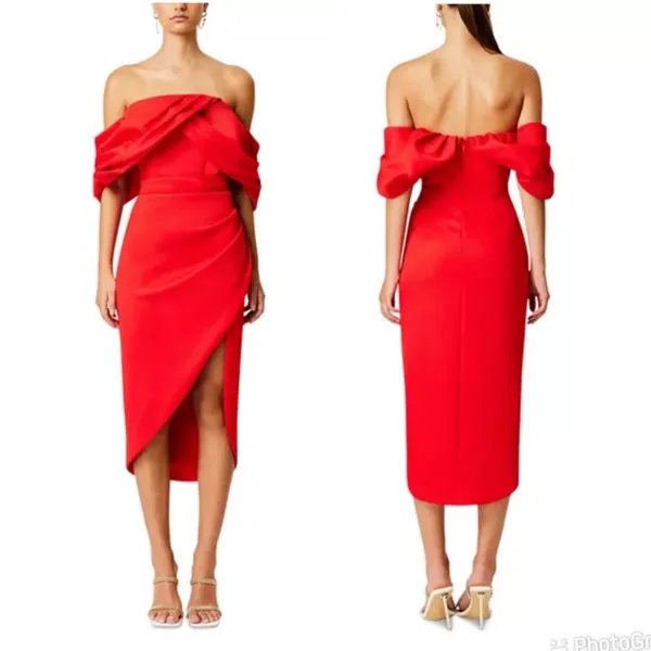 Elliatt March Off The Shoulder Midi Dress in Red Size XS - Image 3