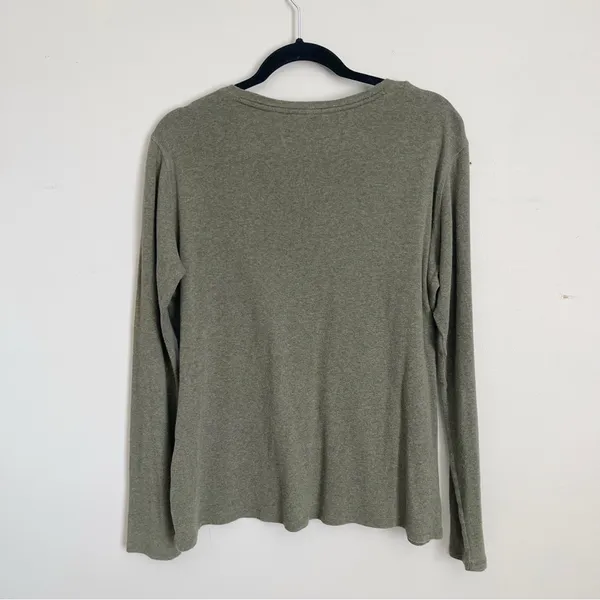 CARHARTT | Green Cotton V-Neck Long Sleeve Tee Sz L - Image 4