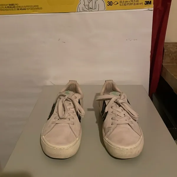 CARIUBA CATIBA Pro Ivory Black Organic Canvas Leather Sneakers $118 EUC Wmn 8 - Image 5