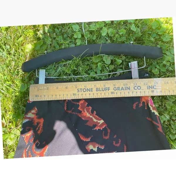 Vintage Boho Patchwork Ikat Maxi Skirt Black Orange Pink A-Line Long‎ Skirt - Image 4