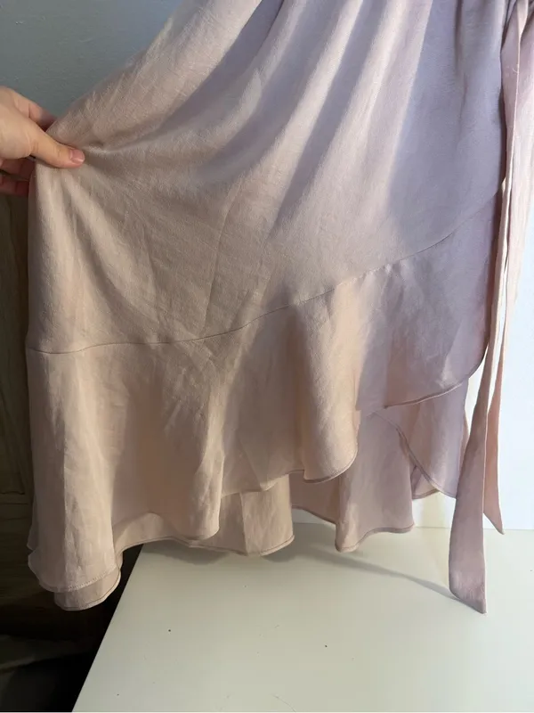 Express Blush Pink High-Low Halter Dress with Waist Tie - Image 3