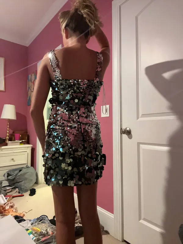 Lulus Dress Mini Black Sequin - Image 2