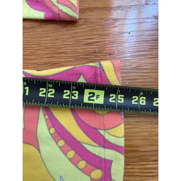 Frankies Bikinis XS Pink Yellow Psychedelic Swirl‎ Terry Cloth Flare Pants 70s - Image 4