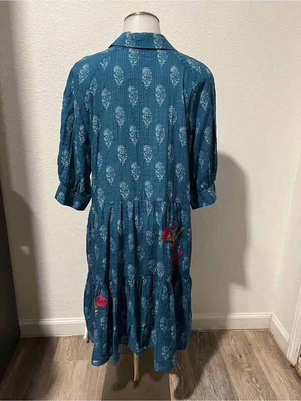 Natural Life Boho Floral Embroidered Dress Size Large - Image 3
