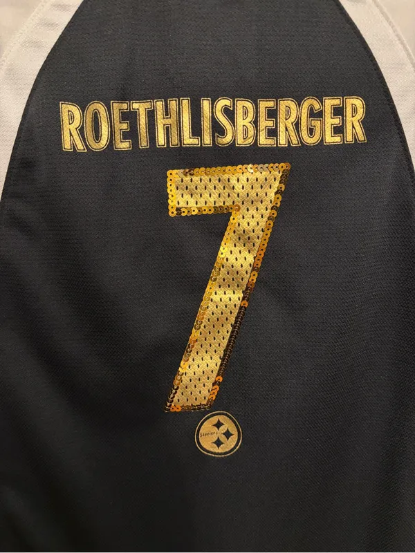 Majestic Pittsburgh Steelers Lace-Up Jersey Black, White & Gold Roethlisberger - Image 2