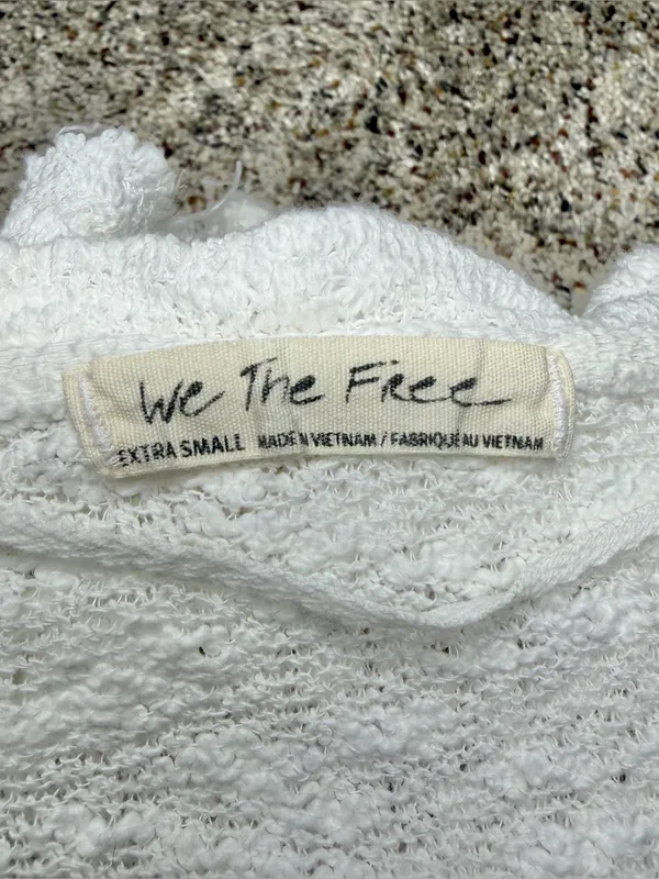 Free People We The Free Ocean Air Hacci Pullover Top Ivory Extra Small XS V-Neck - Image 7