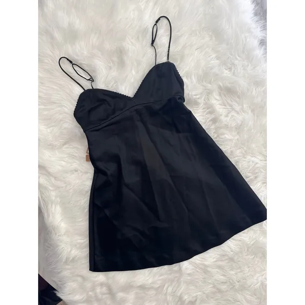 Skims Satin Mini Dress Obsidian Size XXS - Image 6