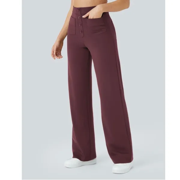 NWOT HALARA Daystretch High Waisted Pocket Straight Lwg Work Paints In Purple L - Image 3