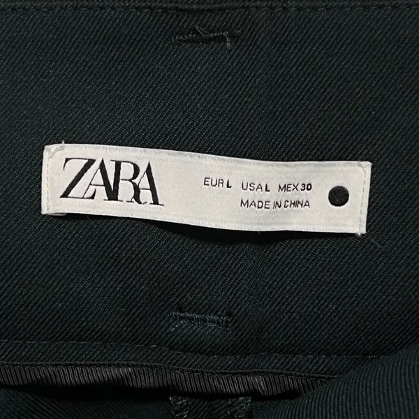 Zara High-Waisted Belted Wide Leg Culotte Trousers L Juniper Green - Image 3