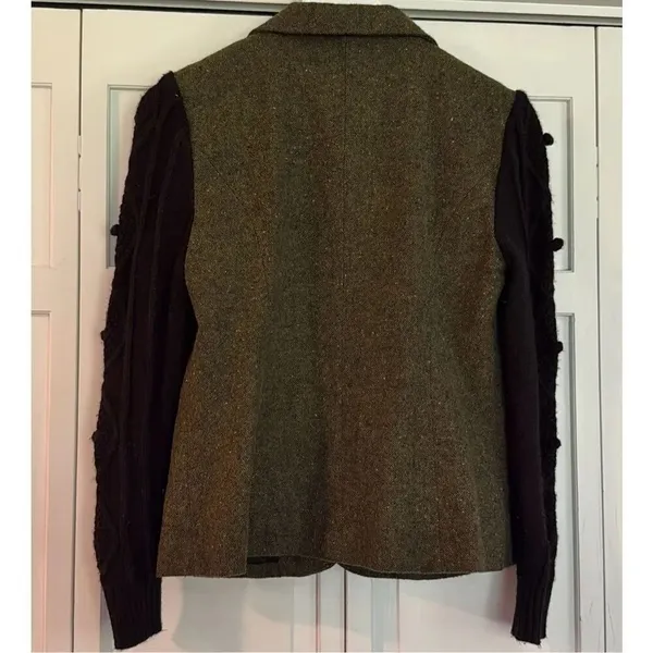 Kensie wool blend tweed popcorn knit sleeve blazer m - Image 11