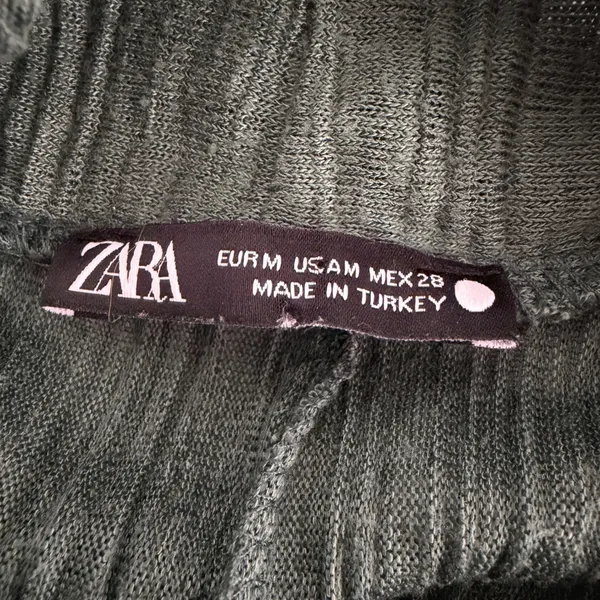 Zara Plissé Mock Neck Top‎ Womens Medium Short Sleeve Dolman Forest Green - Image 6
