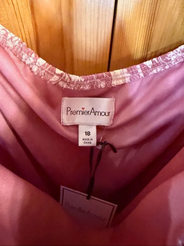 Premier Amour Pink Floral Off-the-Shoulder Pleated Maxi Dress NWT Size 18 (7675) - Image 4