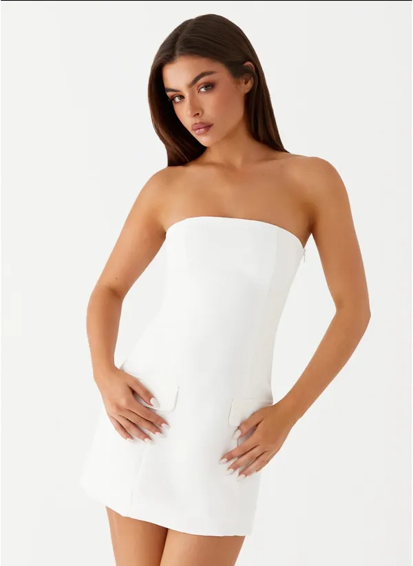 Peppermayo Allora Strapless Mini Dress - White - Image 3