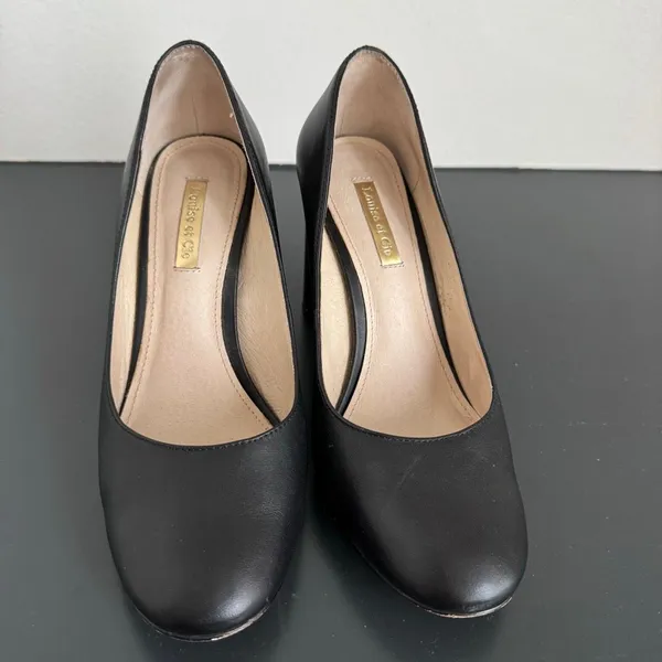 Louise et Cie Women's Jayant Black Leather Block Round Work Heel Pumps Size 6.5 - Image 8
