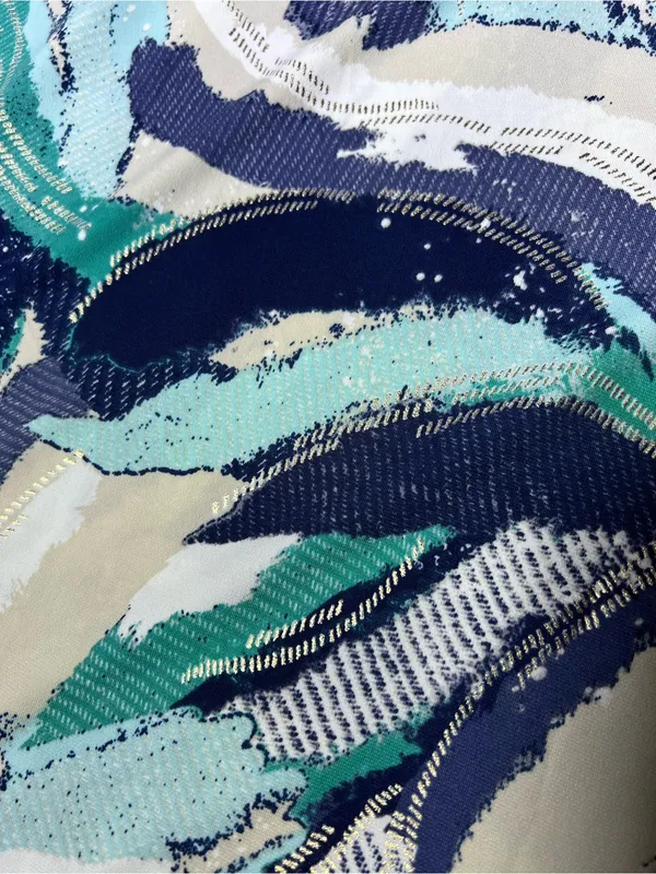 JM Collection Sleeveless Dress Blue Teal Abstract Twist Keyhole Neck Size Large - Image 5