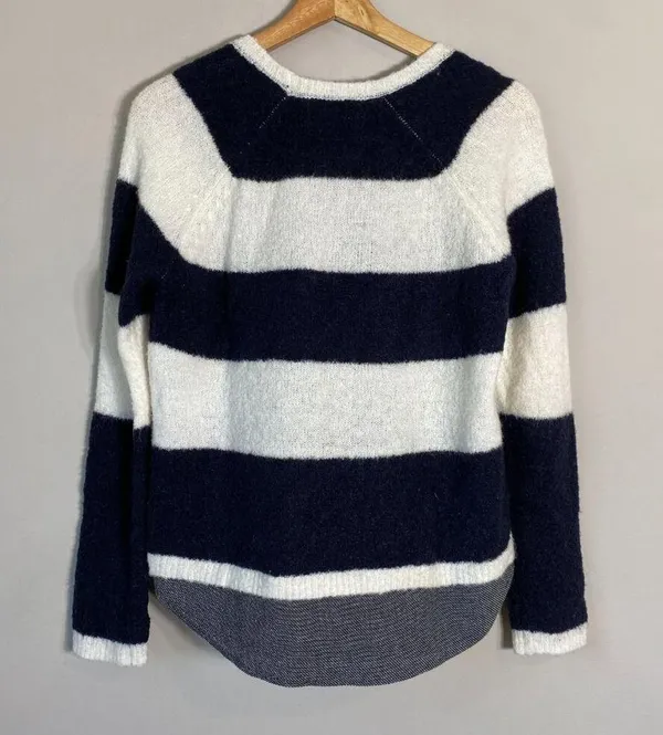 Anthropologie Sita Murt Long Sleeve Striped Wool Sweater Women Small Black White - Image 8