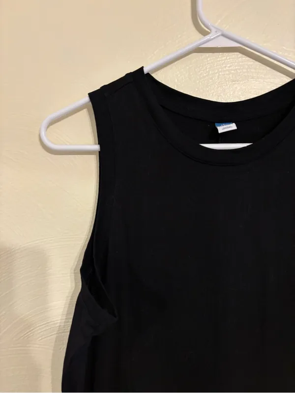 Old Navy Tall Large Black Sleeveless Tank Shift Dress 100% Cotton - Image 6