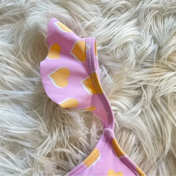 Stoney Clover Lane x Target Heart Flutter Ruffle Strap Bikini Swim top womens M - Image 6