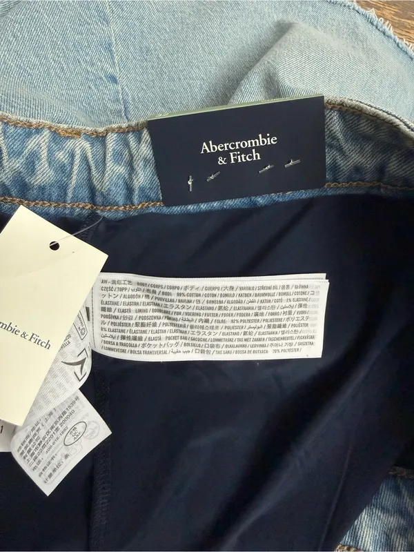 NWT Abercrombie & Fitch Curve Love Mid Rise Denim Mini Skirt Size 32 - Image 7