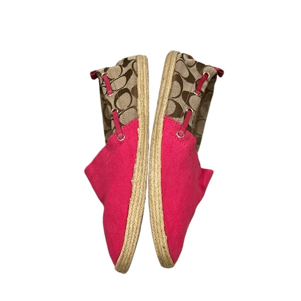 Coach Women's Vibrant Pink Tan Espadrille casual Slipon Shoes 7 - Image 4