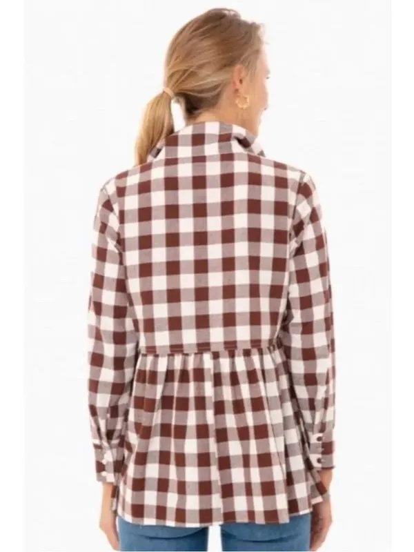 Tuckernuck Pomander Place Brown Gingham Scarlett Button Down Blouse XS - Image 6